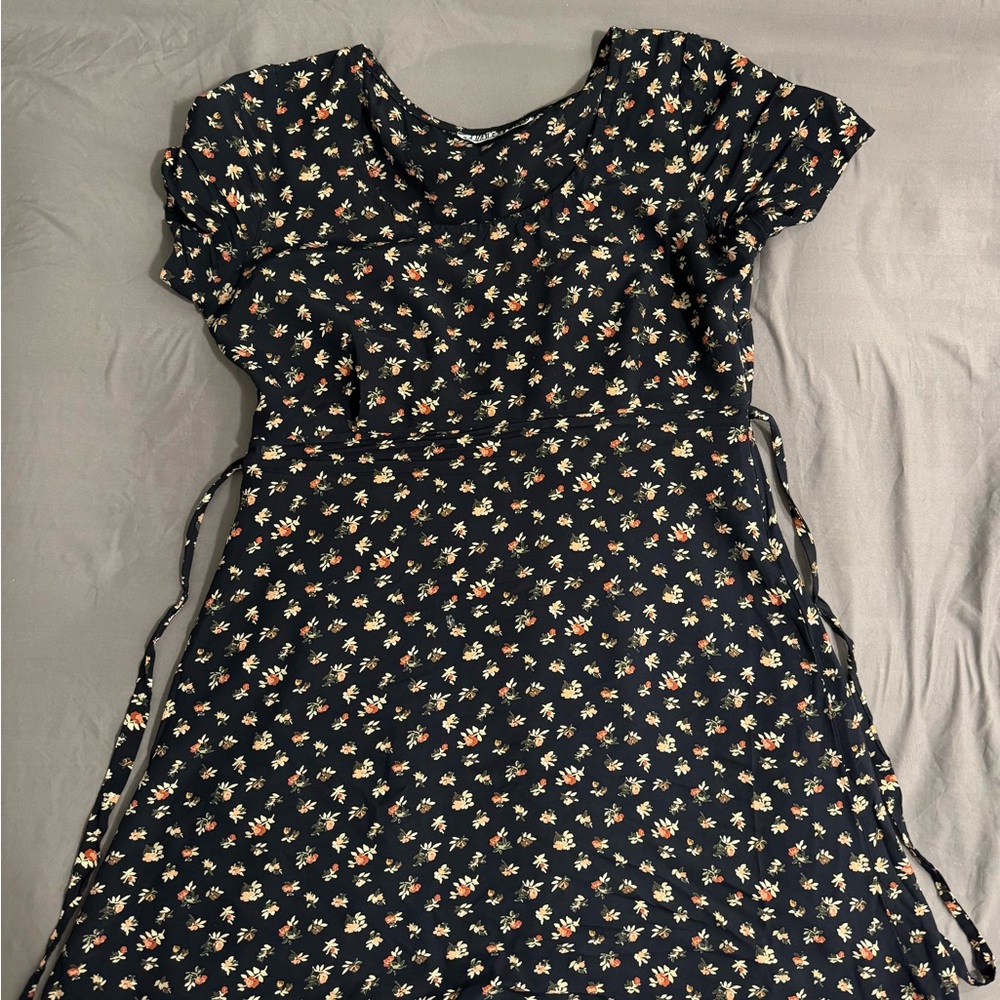90s JACOB ditsy floral cottagecore vintage mini dress black and pink